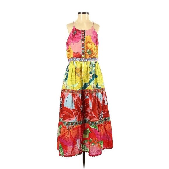 NWT FARM Rio Tiered Cotton Tank Midi in Mixed Garden Floral Dress XS $260